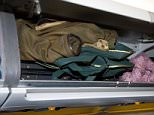 D2T2MT Overhead passenger locker lockers / compartment / compartments for stowing passengers bags cabin luggage; British Airways flight