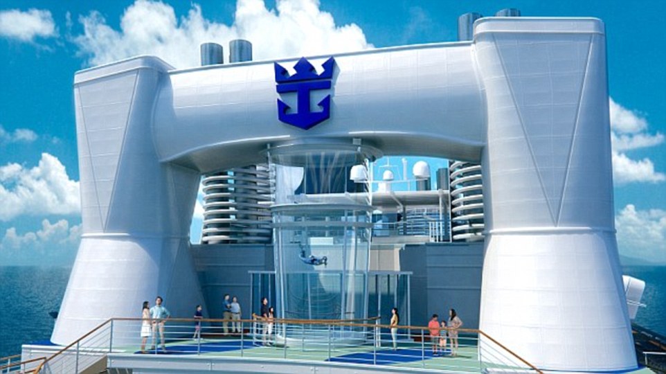 Soaring to new heights: Guests can experience the thrill of skydiving in the middle of the ocean with the first skydiving simulator at sea