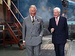 On track: The Prince visited the National Railway Museum to mark the 75th anniversary of the Mallard locomotive