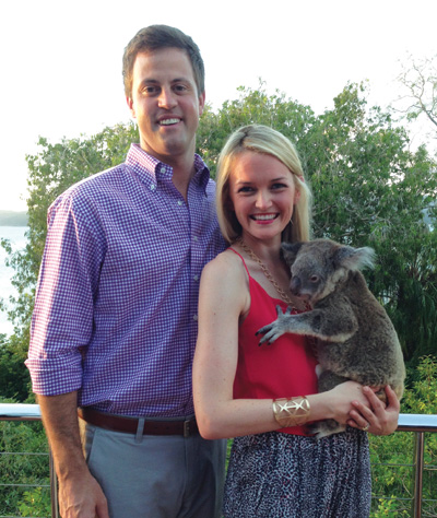 Robert and Sydney Eifler share a moment with Australia's national symbol during an unforgettable honeymoon Down Under.