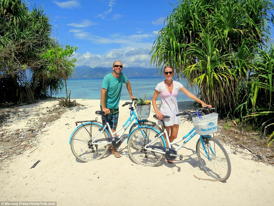 Cycling in Gili Trawangan, Indonesia. The husband and wife team now hope to help people  travel independently, affordably and safely