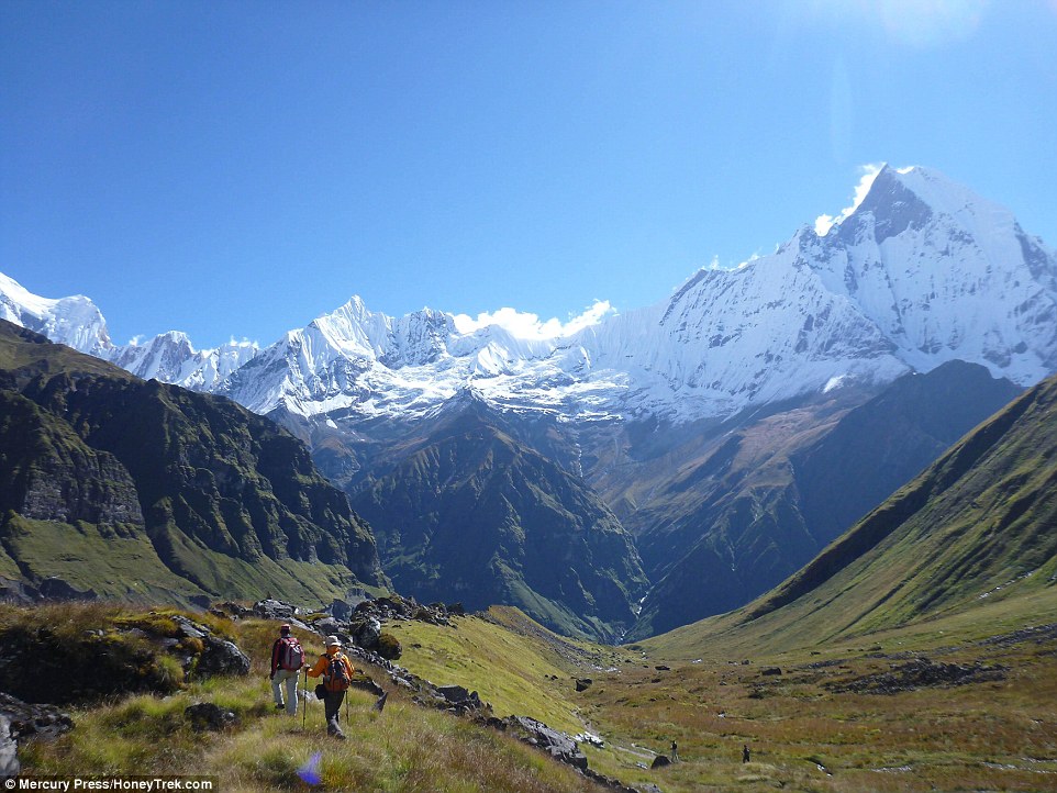Annapurna base camp in Nepal. The couple want to inspire others to take gap years, sabbaticals and long honeymoons