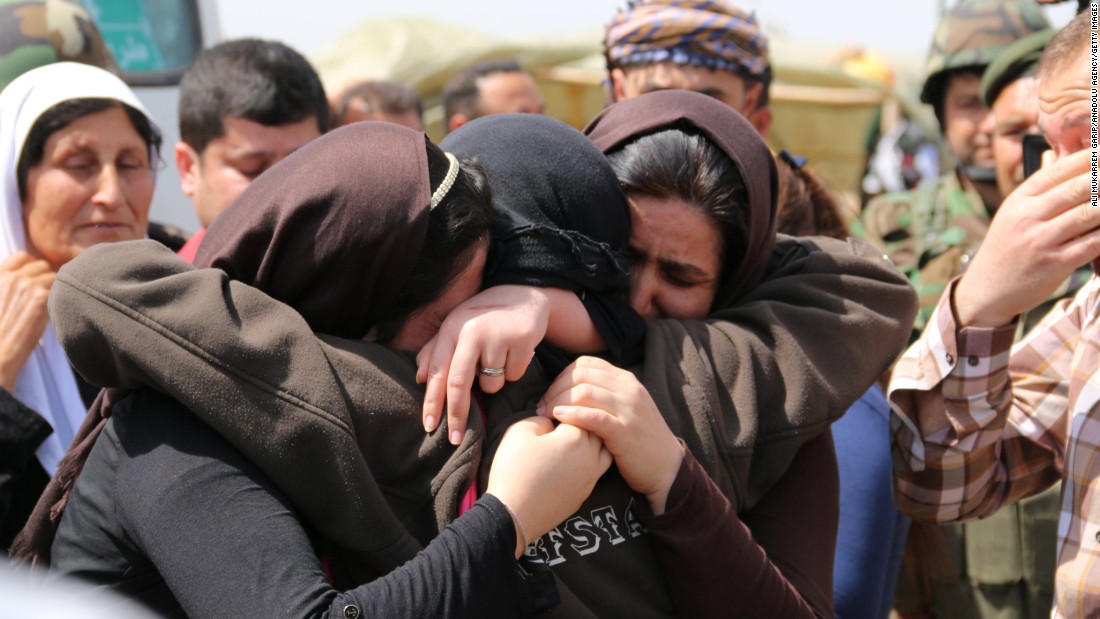 Yazidis embrace after being released by ISIS south of Kirkuk, Iraq, on Wednesday, April 8.lt;a href=quot;http://www.cnn.com/2015/04/08/world/isis-yazidis-released/quot;gt; ISIS released more than 200 Yazidislt;/agt;, a minority group whose members were killed, captured and displaced when the Islamist terror organization overtook their towns in northern Iraq last summer, officials said.
