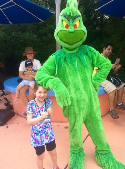 Daily News writer Don Kaplan's daughter Lily with The Grinch at Seuss Landing — a Dr. Seuss-themed area in Universal Orlando Resort.