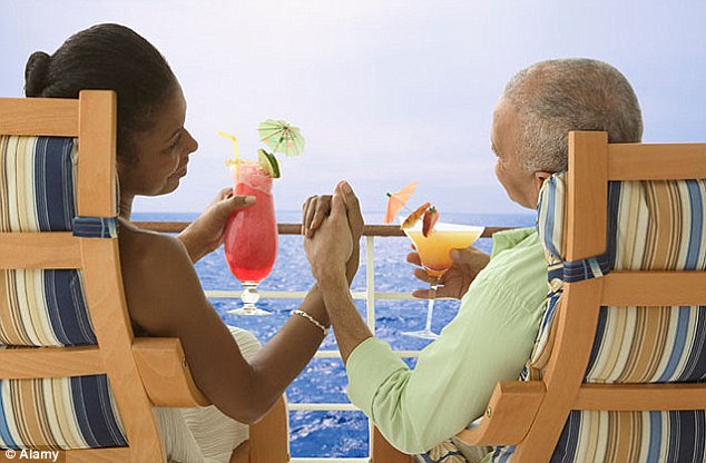 Relaxing time: Cocktails were the second most popular drink for cruisers, with the average passenger confessing to drinking at least one a day