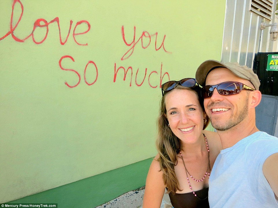 Romance on the road: The duo pictured in Austin, Texas as part of their 675-day  adventure around the world 