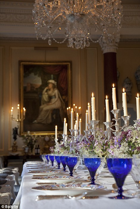The opulent dining room of Ballyfin in Ireland