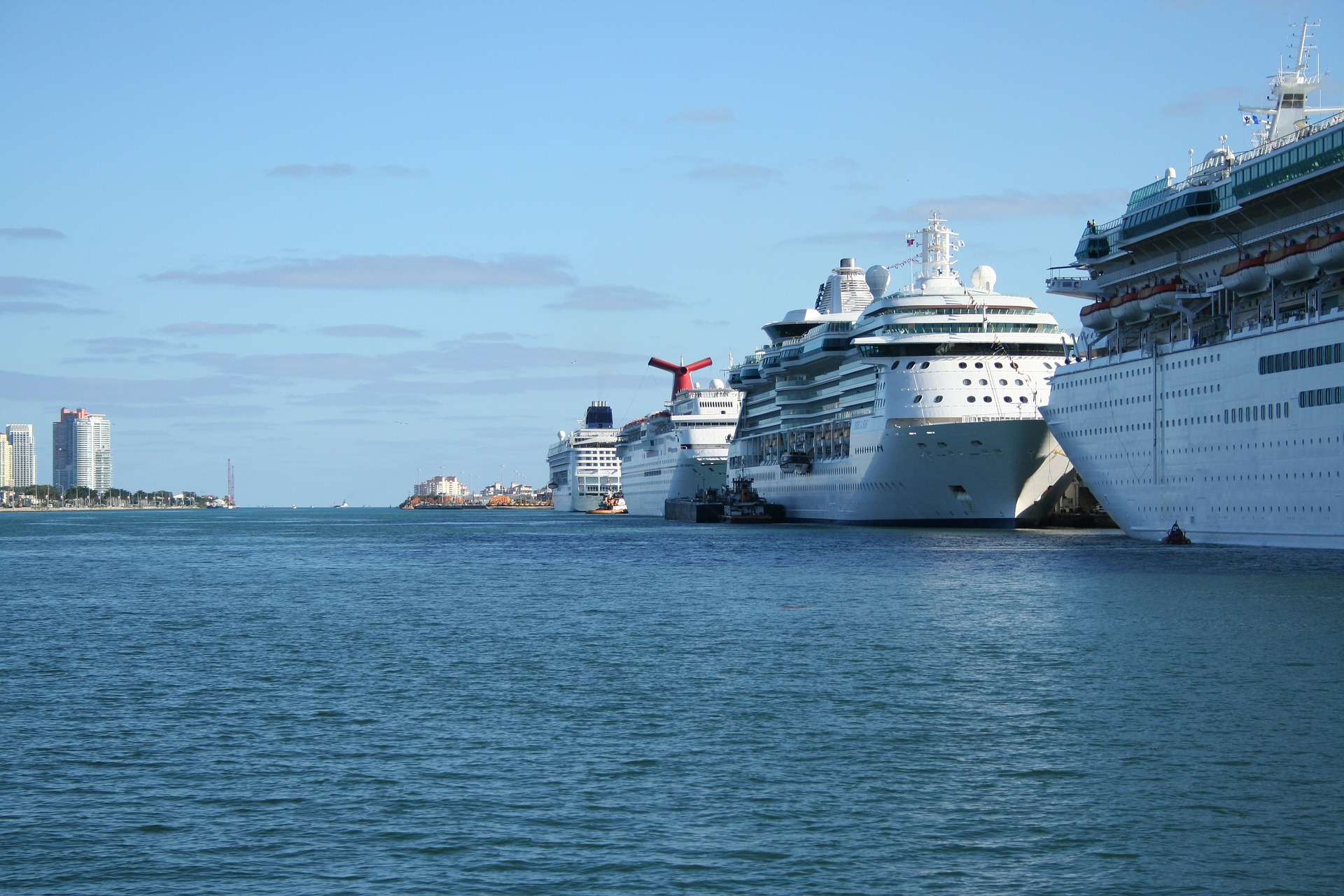 multiple ships docked PortMiami miami