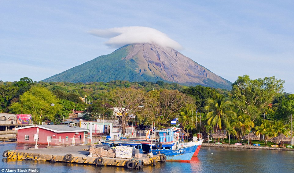 This Central American paradise offers stunning beaches, lush tropical jungle and flaming volcanoes…yes that’s right, volcanoes. Pictured is the harbour below Volcan Concepcion, which rises 1,610 metres above the jungle