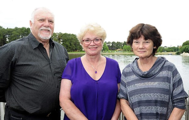 From left, John and Sue Stockbridge both of Florey and Maureen Webb of Evatt.