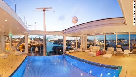 Emerald Waterways has an indoor pool that transforms into a movie theater at night.