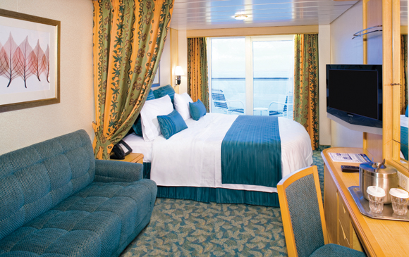 Oceanview stateroom onboard Royal Caribbean International’s Liberty of the Seas, which recently hosted a “Men’s Night Out Social Club” cruise.